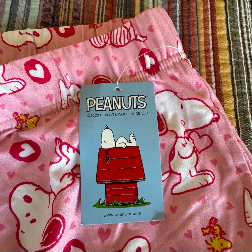 Brief Insanity Peanuts Pajama Lounge Pants XXL Snoopy Woodstock Love Pink NWT - Picture 7 of 13